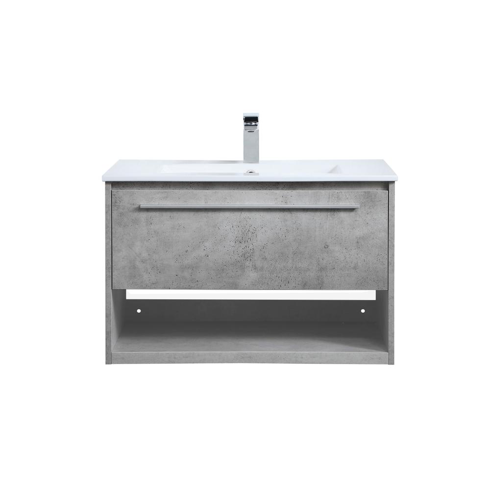 30 Inch  Single Bathroom Floating Vanity In Concrete Grey. Picture 1