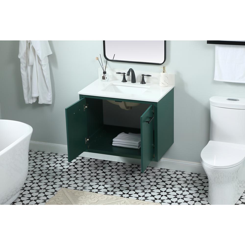 30 Inch Single Bathroom Vanity In Green With Backsplash. Picture 6