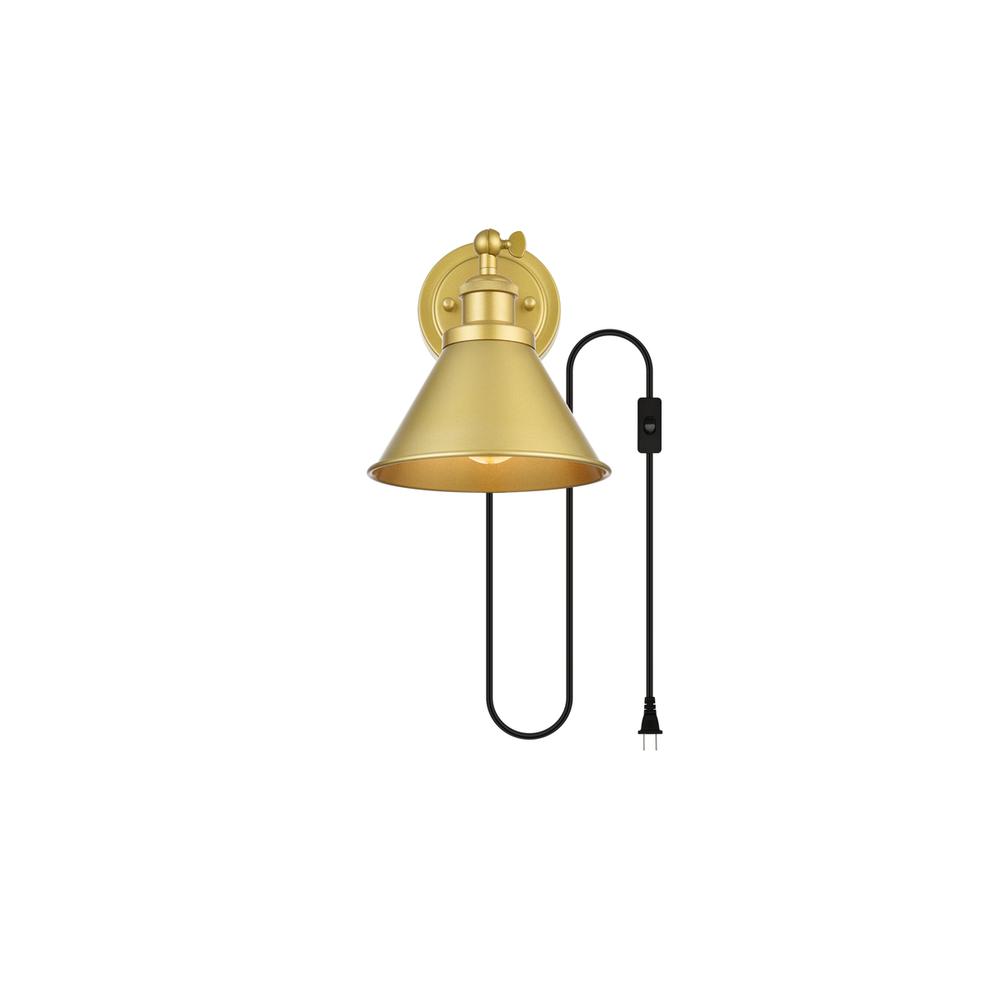 Blaise 1 Light Brass Plug In Wall Sconce. Picture 1