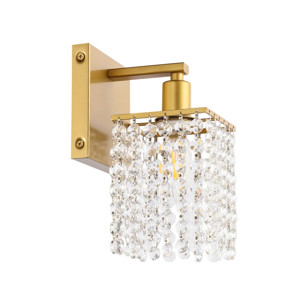 Phineas 1 Light Brass And Clear Crystals Wall Sconce. Picture 7