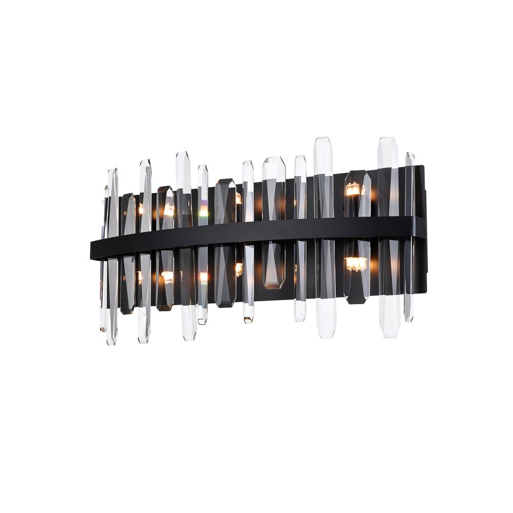 Serena 24 Inch Crystal Bath Sconce In Black. Picture 2