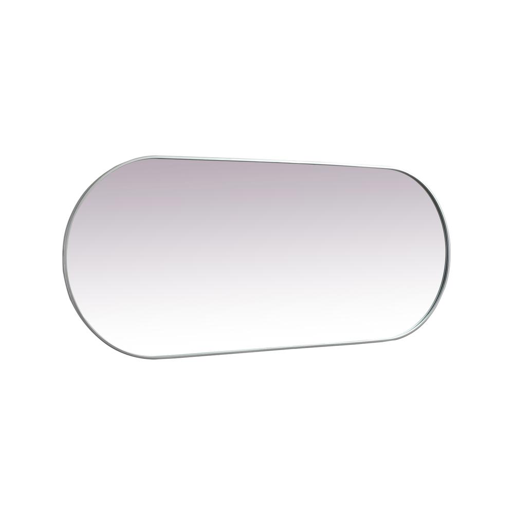 Metal Frame Oval Mirror 30X72 Inch In Silver. Picture 9