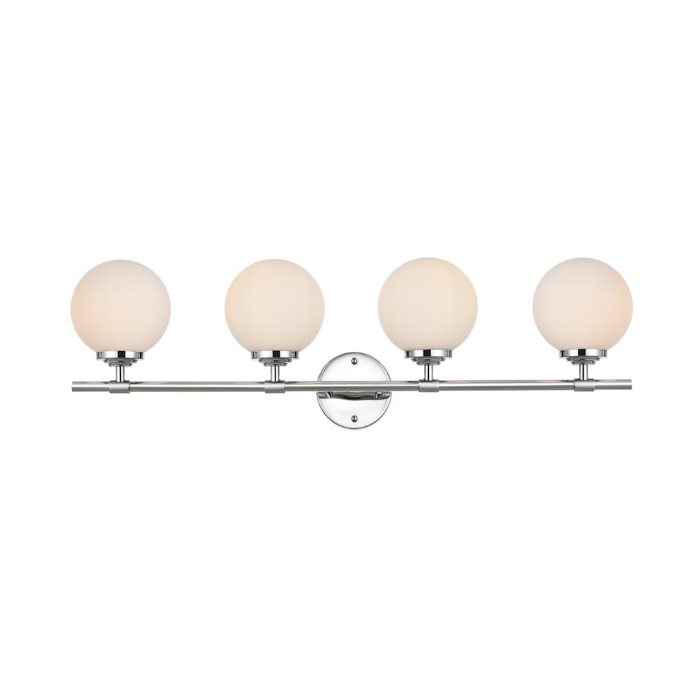 Ansley 4 Light Chrome And Frosted White Bath Sconce. Picture 1