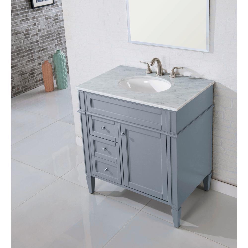 32 In. Single Bathroom Vanity Set In Grey. Picture 11