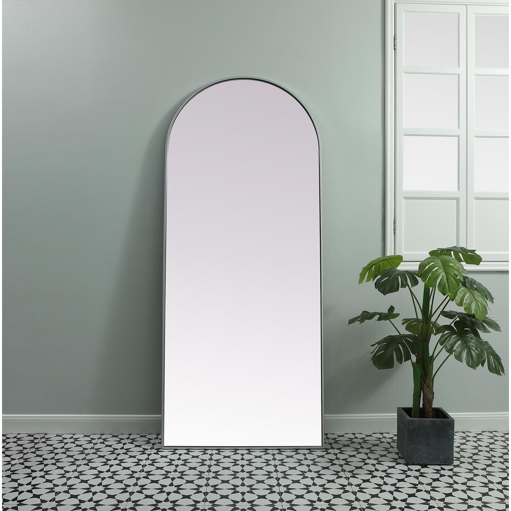 Metal Frame Arch Full Length Mirror 32X76 Inch In Silver. Picture 8