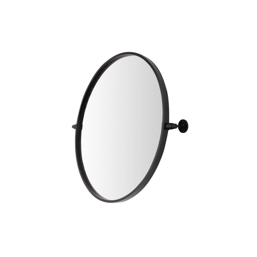 Round Pivot Mirror 24 Inch In Black. Picture 7