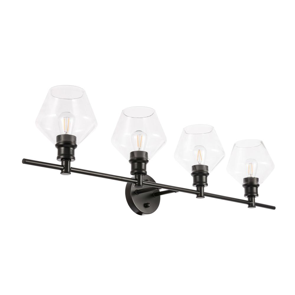 Gene 4 Light Black And Clear Glass Wall Sconce. Picture 8