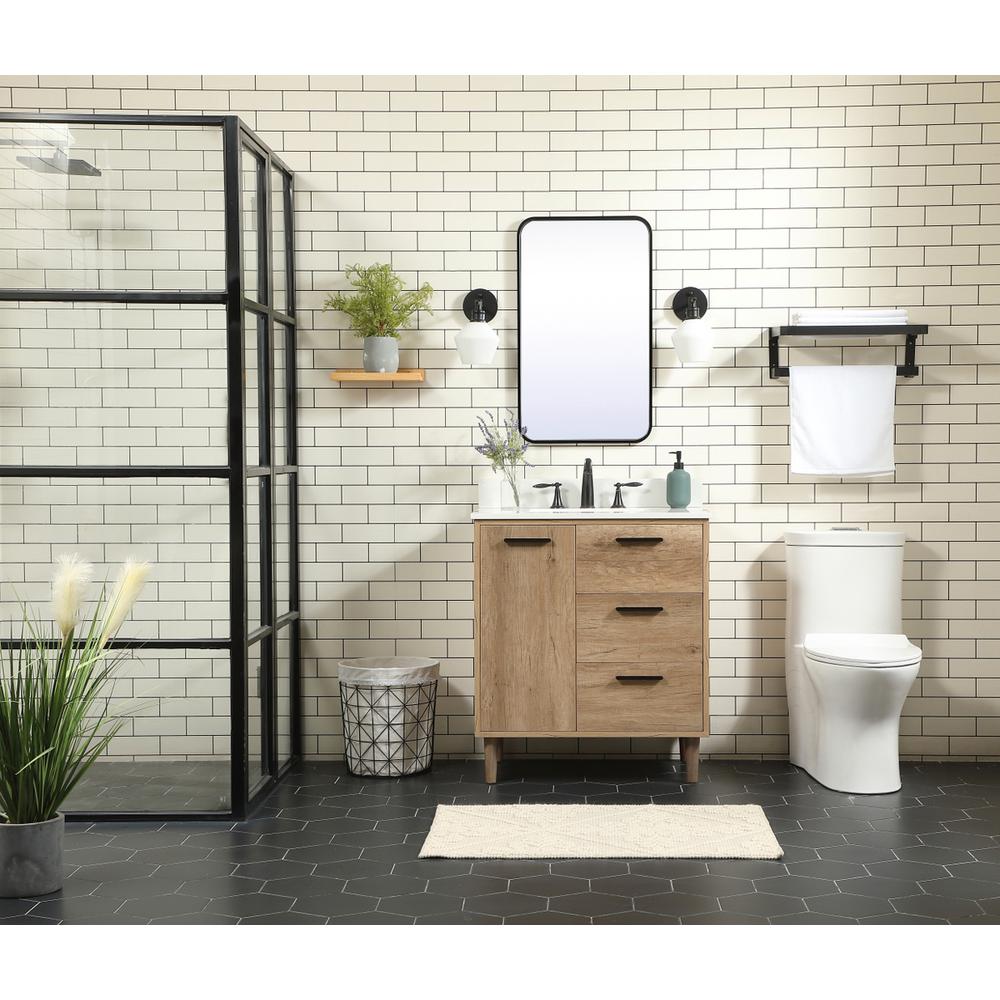 30 Inch Single Bathroom Vanity In Natural Oak With Backsplash. Picture 4