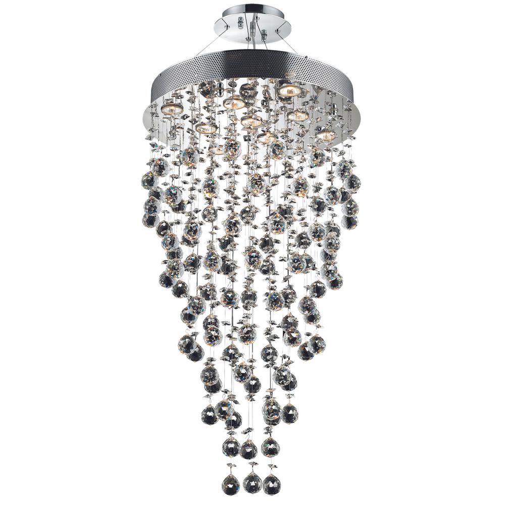 Galaxy 9 Light Chrome Chandelier Clear Royal Cut Crystal. Picture 1