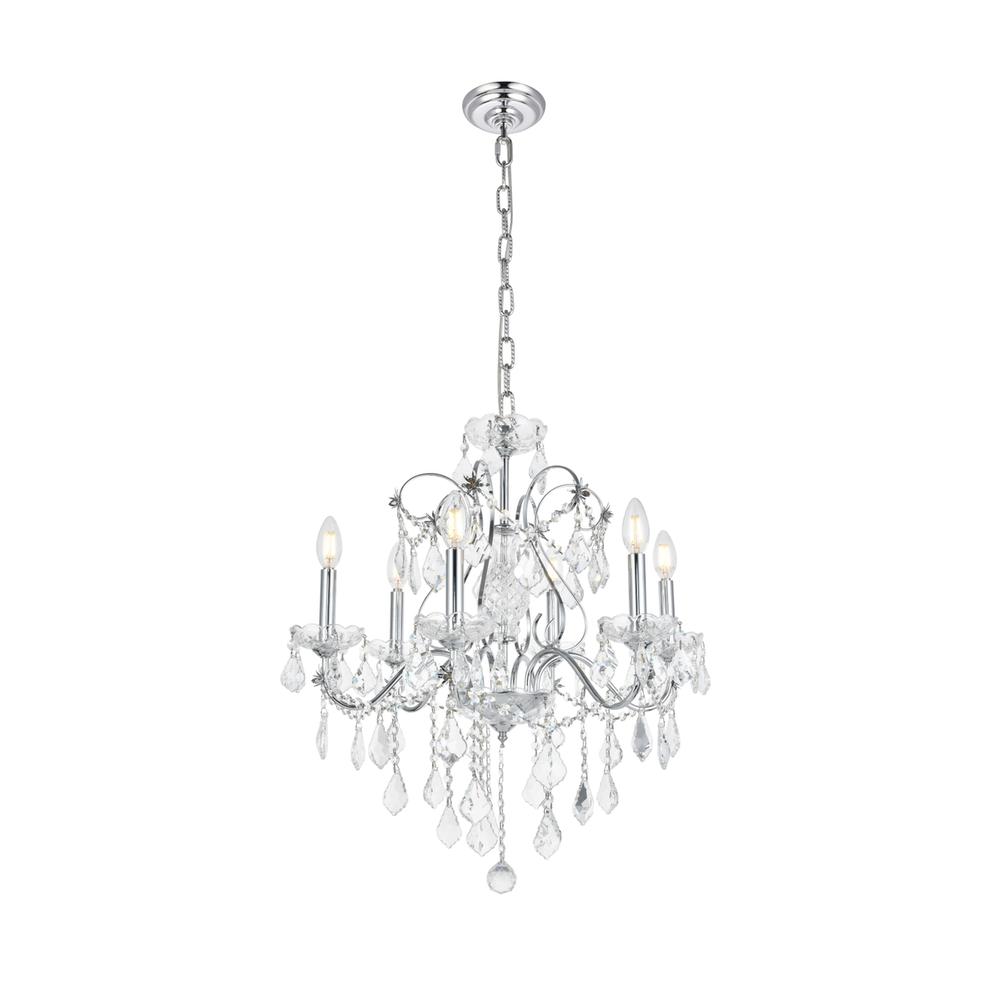 St. Francis 6 Light Chrome Chandelier Clear Royal Cut Crystal. Picture 1