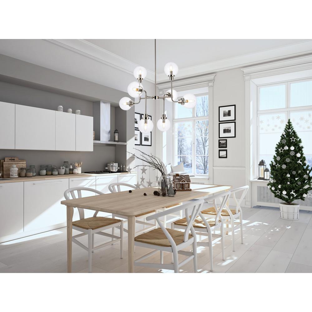 Hanson 8 Lights Pendant In Polished Nickel With Clear Shade. Picture 8