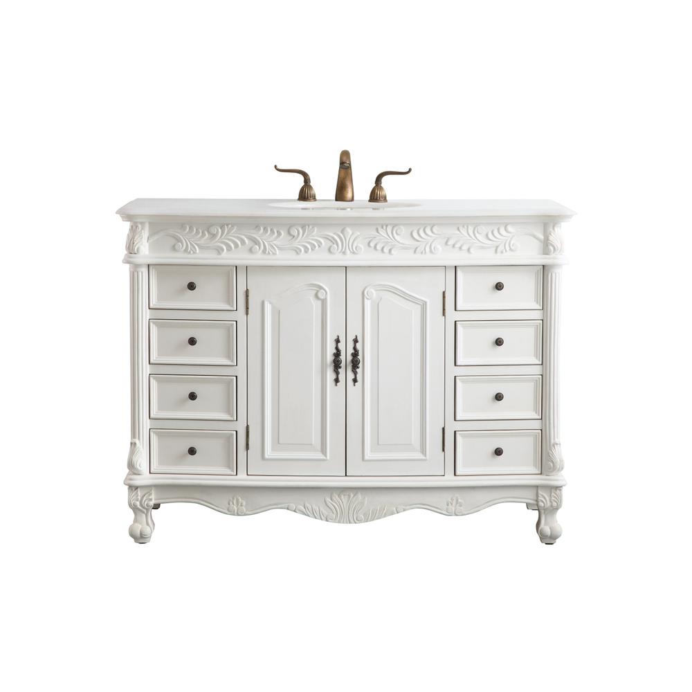 48 Inch Single Bathroom Vanity In Antique White. Picture 1