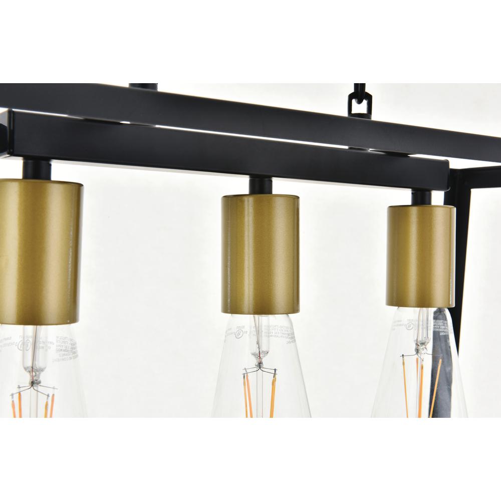 Resolute 3 Light Brass And Black Pendant. Picture 3