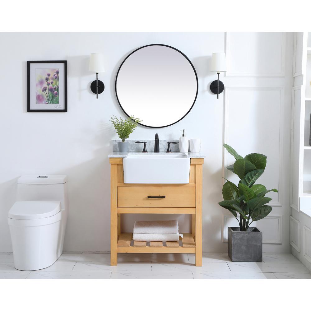 30 Inch Single Bathroom Vanity In Natural Wood With Backsplash. Picture 4