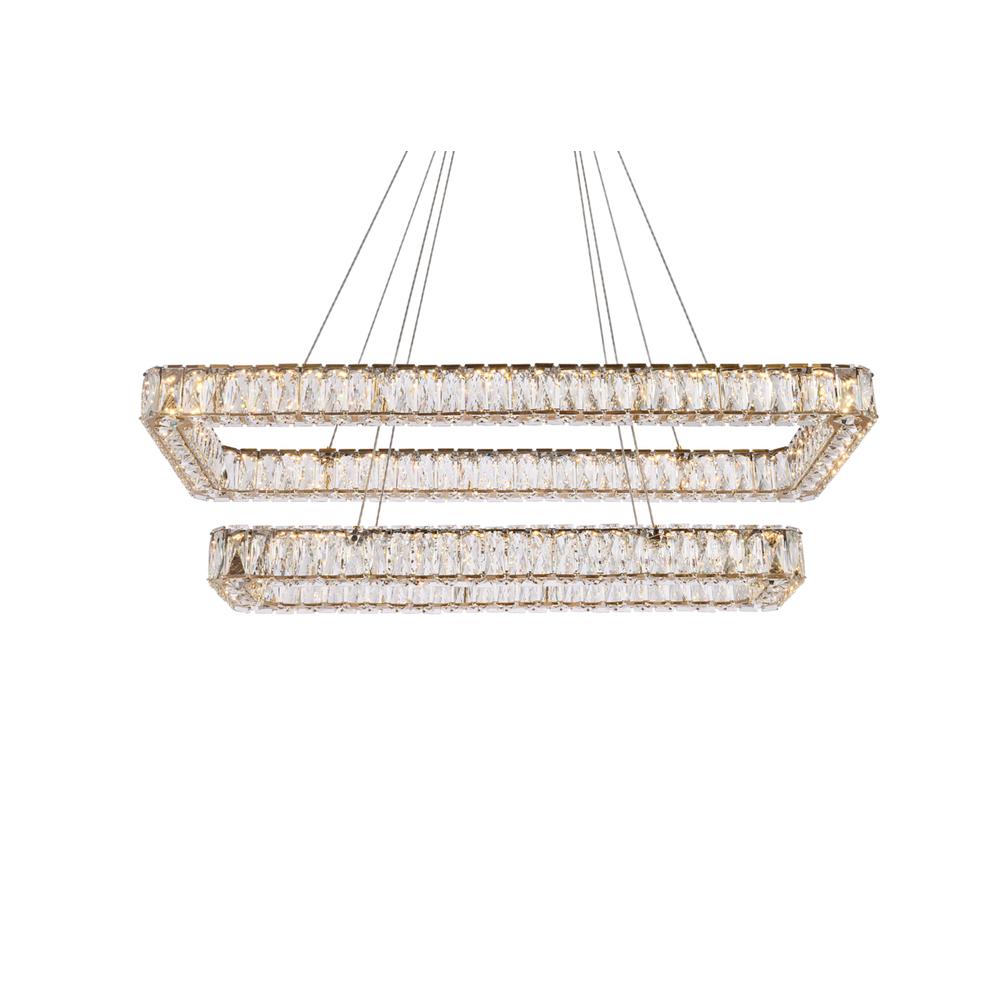 Monroe 42 Inch Led Double Rectangle Pendant In Gold. Picture 2