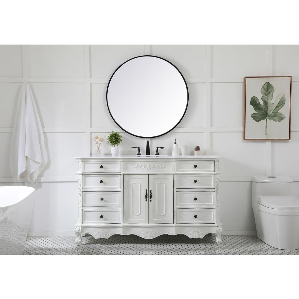 60 Inch Single Bathroom Vanity In Antique White. Picture 4