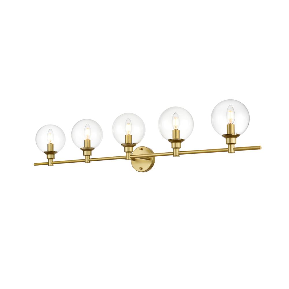 Jaelynn 5 Light Brass And Clear Bath Sconce. Picture 2