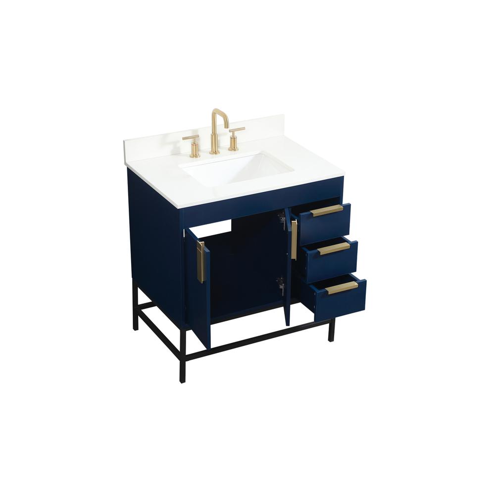 32 Inch Single Bathroom Vanity In Blue With Backsplash. Picture 9