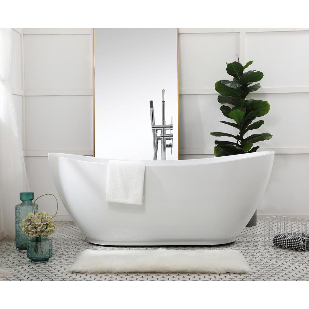 67 Inch Soaking Bathtub In Glossy White. Picture 14