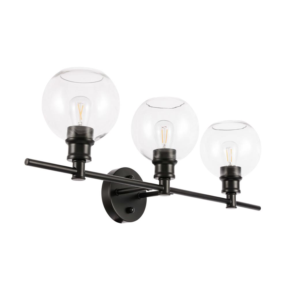 Collier 3 Light Black And Clear Glass Wall Sconce. Picture 8