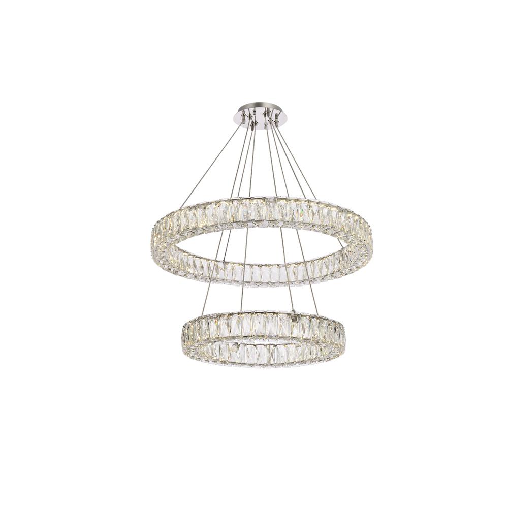 Monroe 28 Inch Led Double Ring Chandelier In Chrome. Picture 1