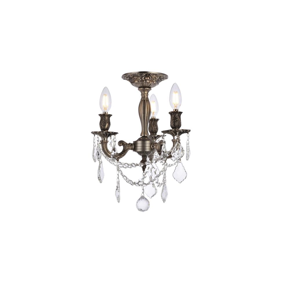 Rosalia 3 Light Pewter Flush Mount Clear Royal Cut Crystal. Picture 1