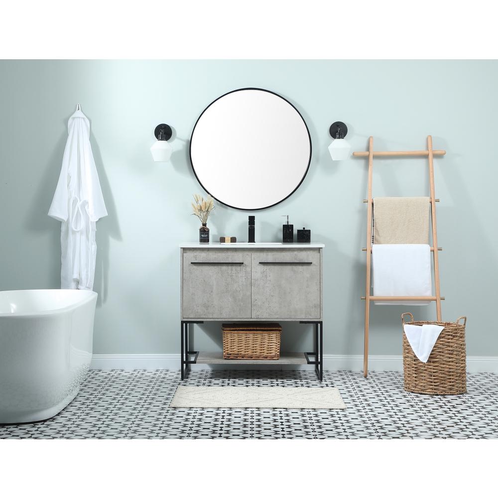 36 Inch Single Bathroom Vanity In Concrete Grey. Picture 4