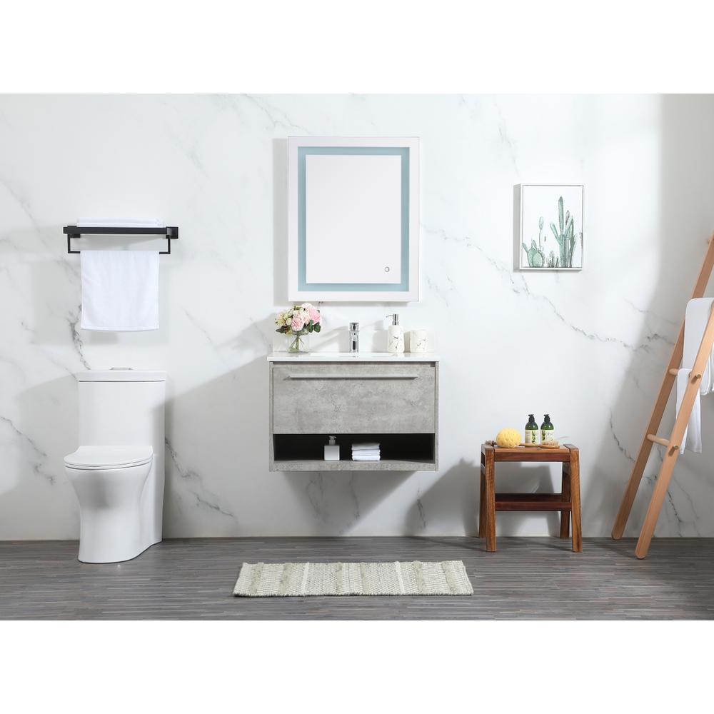 30 Inch Single Bathroom Vanity In Concrete Grey With Backsplash. Picture 4