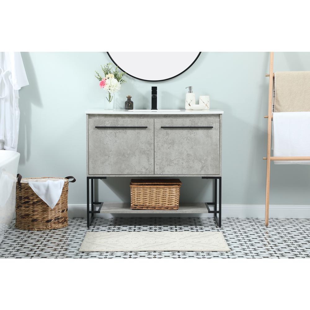 40 Inch Single Bathroom Vanity In Concrete Grey. Picture 14