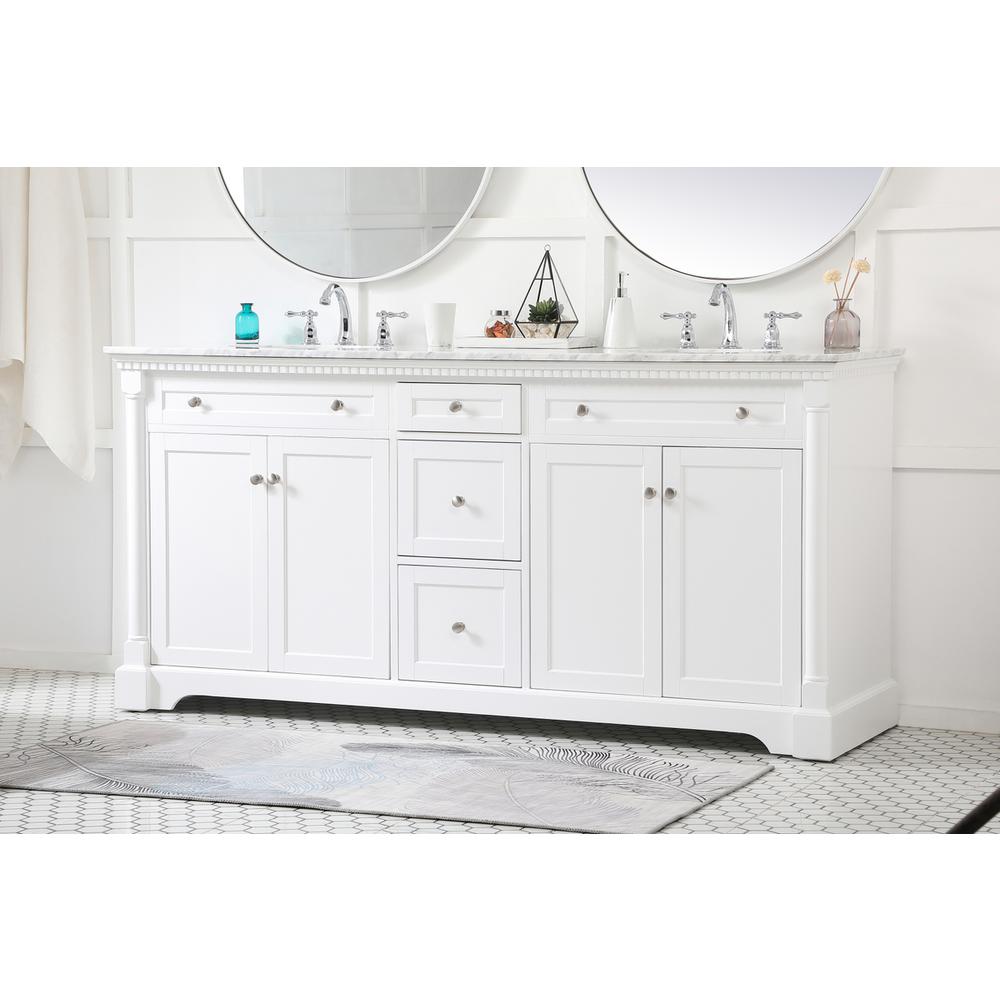 72 Inch Double Bathroom Vanity In White. Picture 2