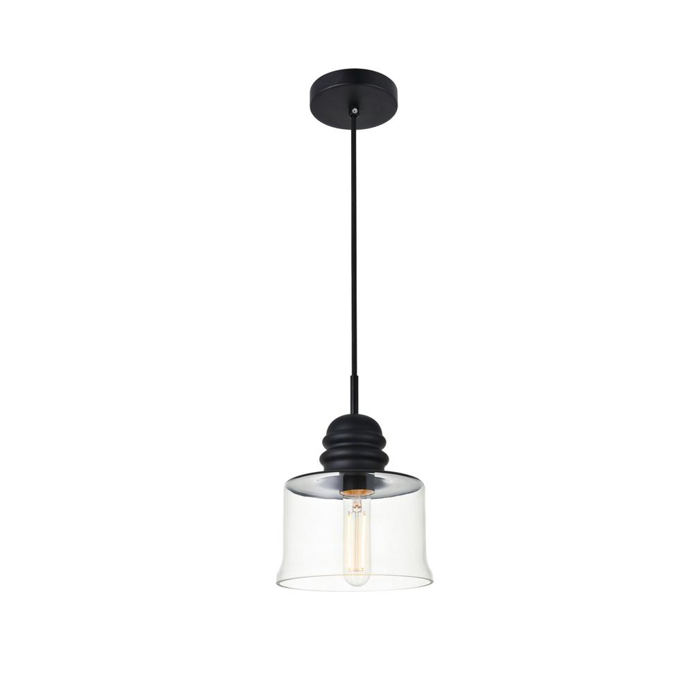 Kenna 1 Light Black Pendant With Clear Glass. Picture 2
