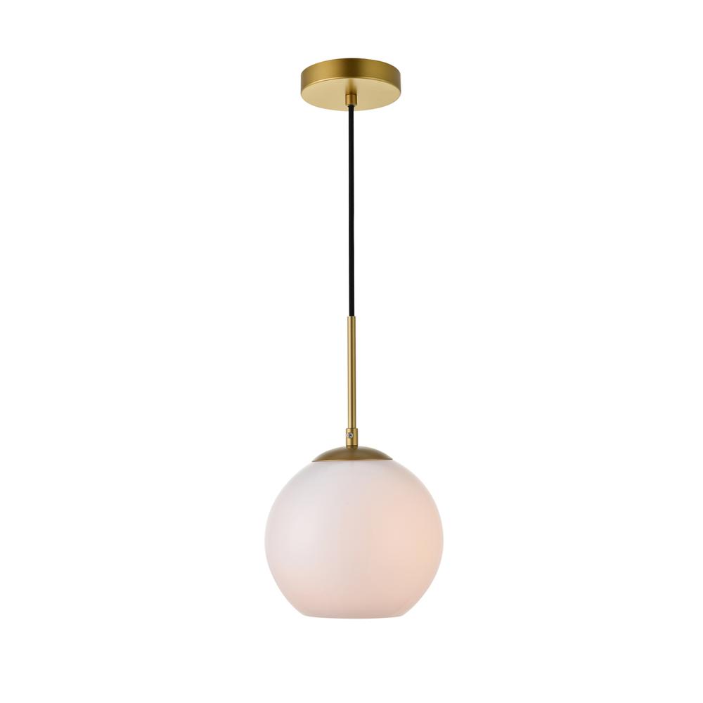 Baxter 1 Light Brass Pendant With Frosted White Glass. Picture 1