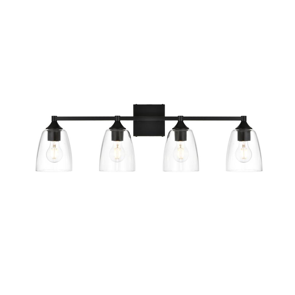 Gianni 4 Light Black And Clear Bath Sconce. Picture 1
