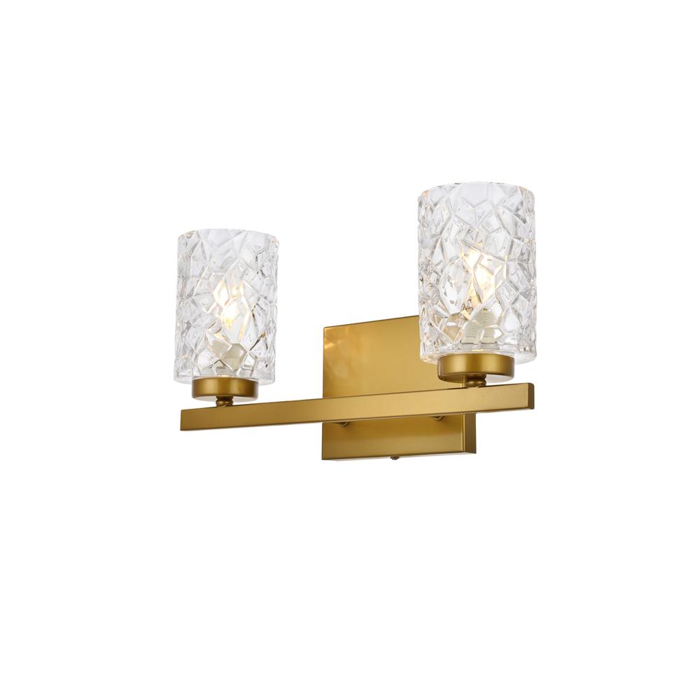 Cassie 2 Lights Bath Sconce In Brass With Clear Shade. Picture 2