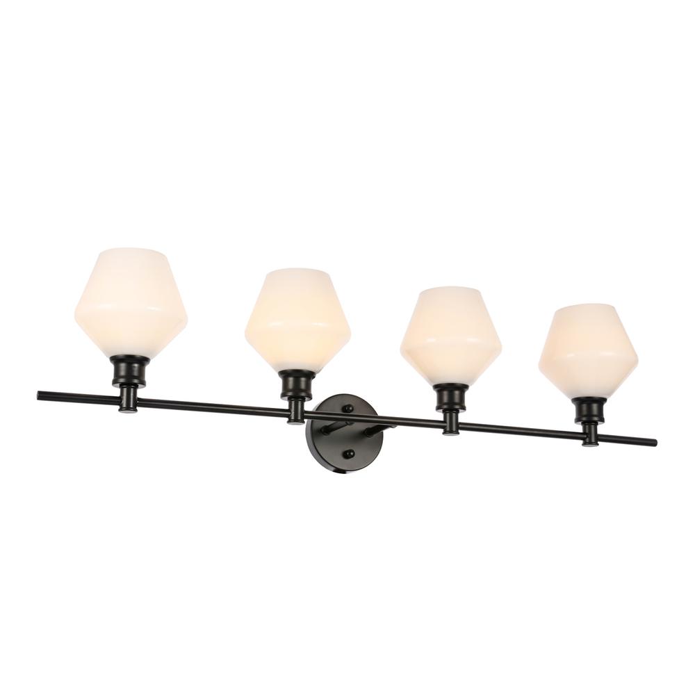 Gene 4 Light Black And Frosted White Glass Wall Sconce. Picture 3