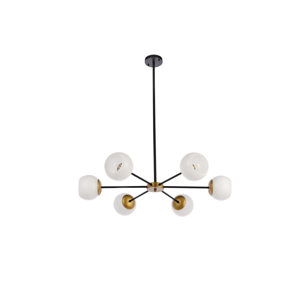 Briggs 36 Inch Pendant In Black And Brass With White Shade. Picture 6