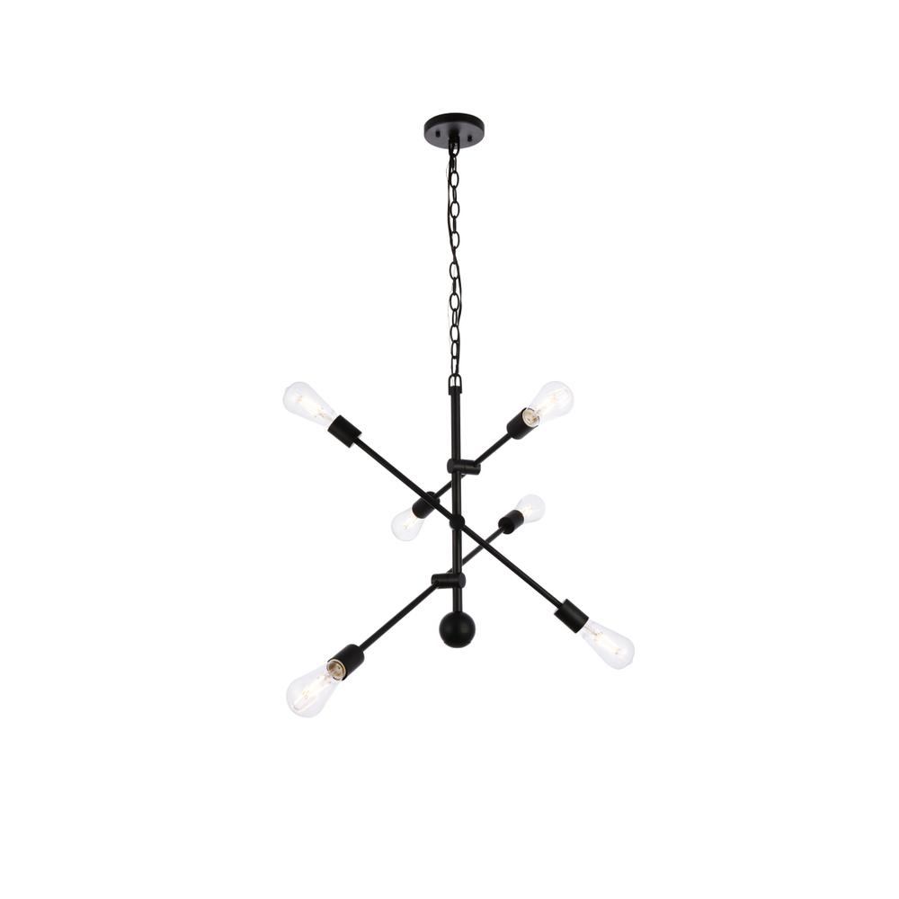 Axel 6 Lights Black Pendant With Chain. Picture 1