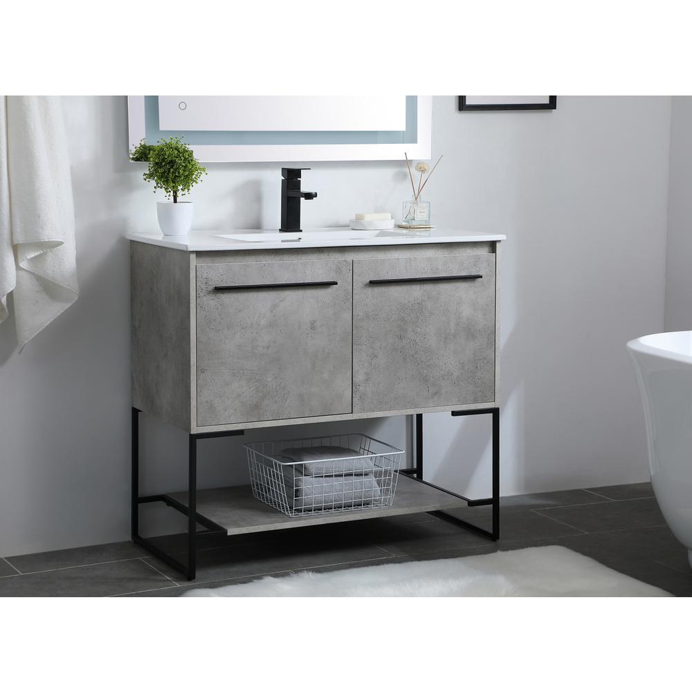 36 Inch  Single Bathroom Vanity In Concrete Grey. Picture 2