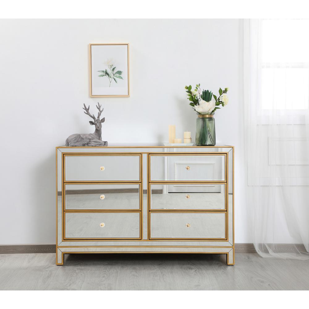 Cabinet 6 Drawers 48In. W X 18In. Din. X 32In. H In Gold. Picture 10