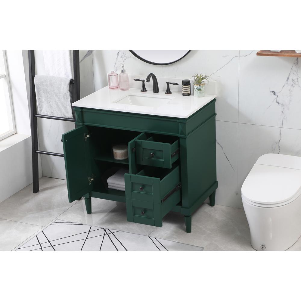 36 Inch Single Bathroom Vanity In Green With Backsplash. Picture 3