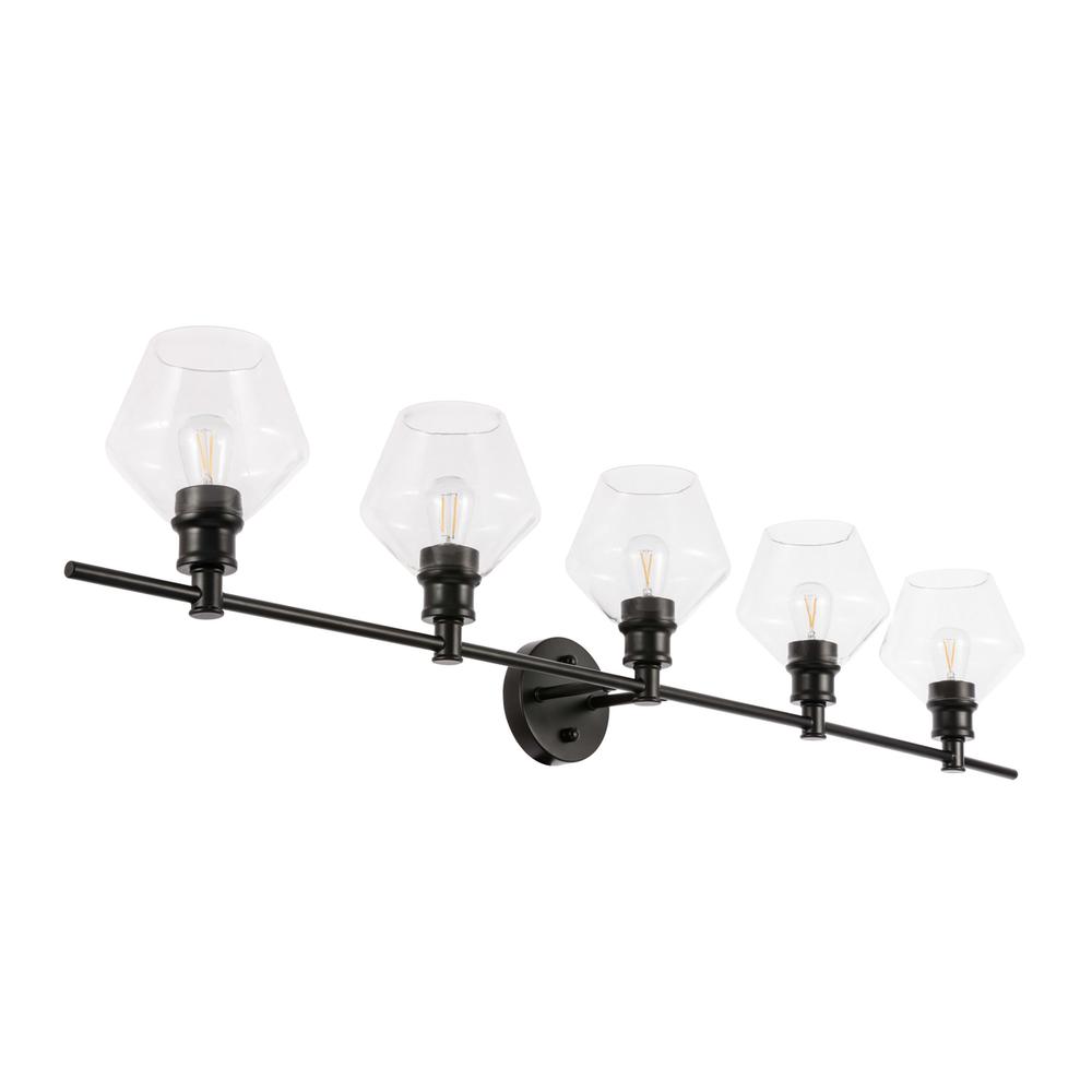 Gene 5 Light Black And Clear Glass Wall Sconce. Picture 8