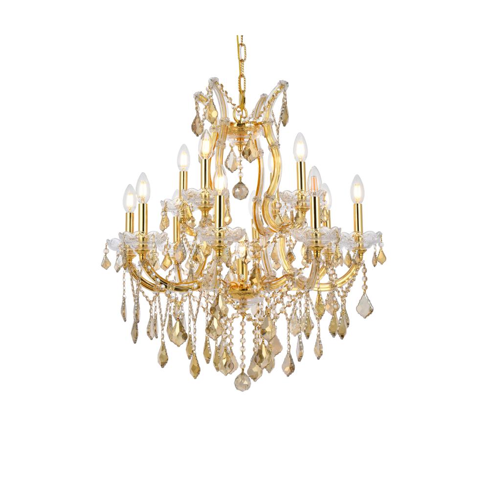 Maria Theresa 13 Light Gold Chandelier Golden Teak (Smoky) Royal Cut Crystal. Picture 2