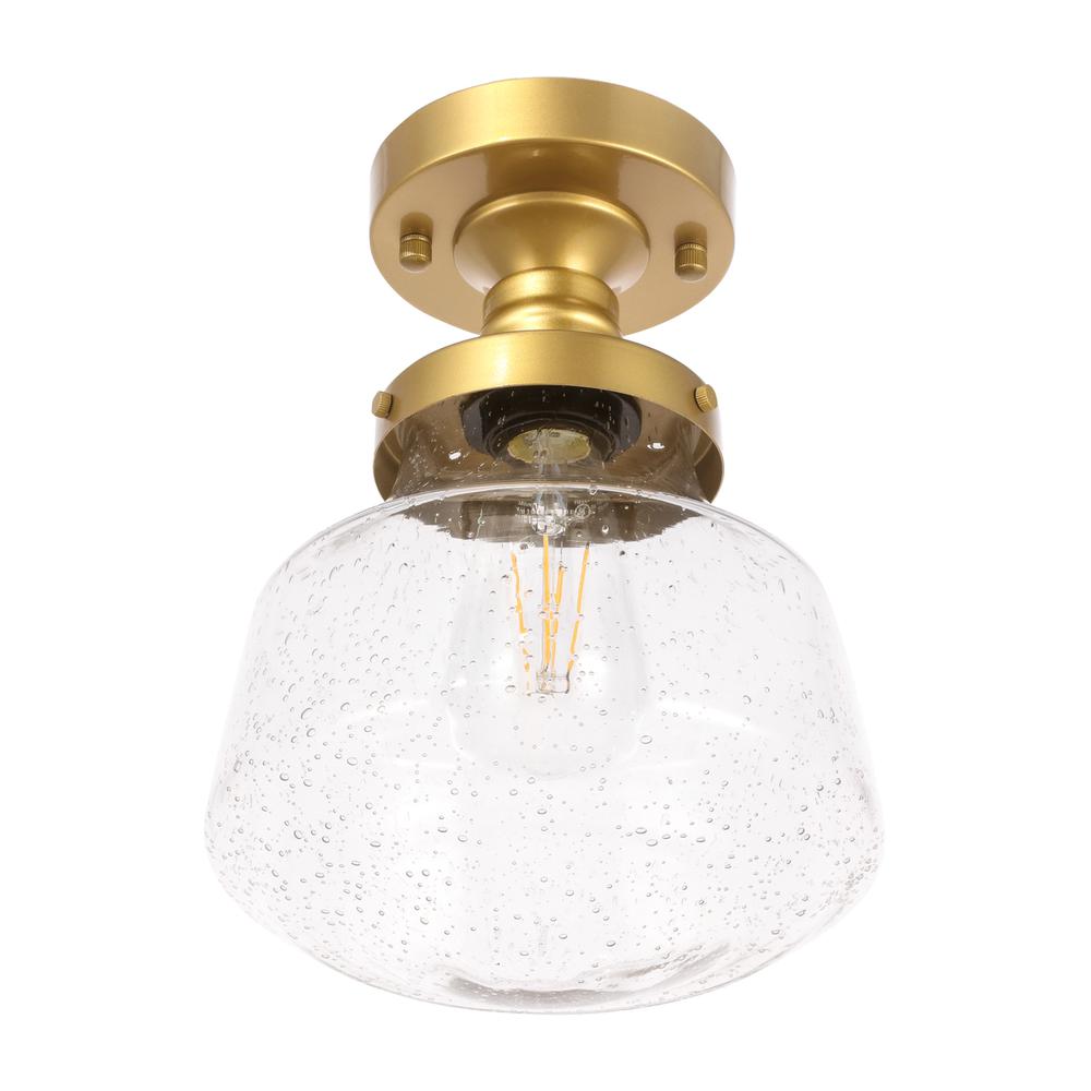 Lyle 1 Light Brass And Clear Seeded Glass Flush Mount. Picture 7