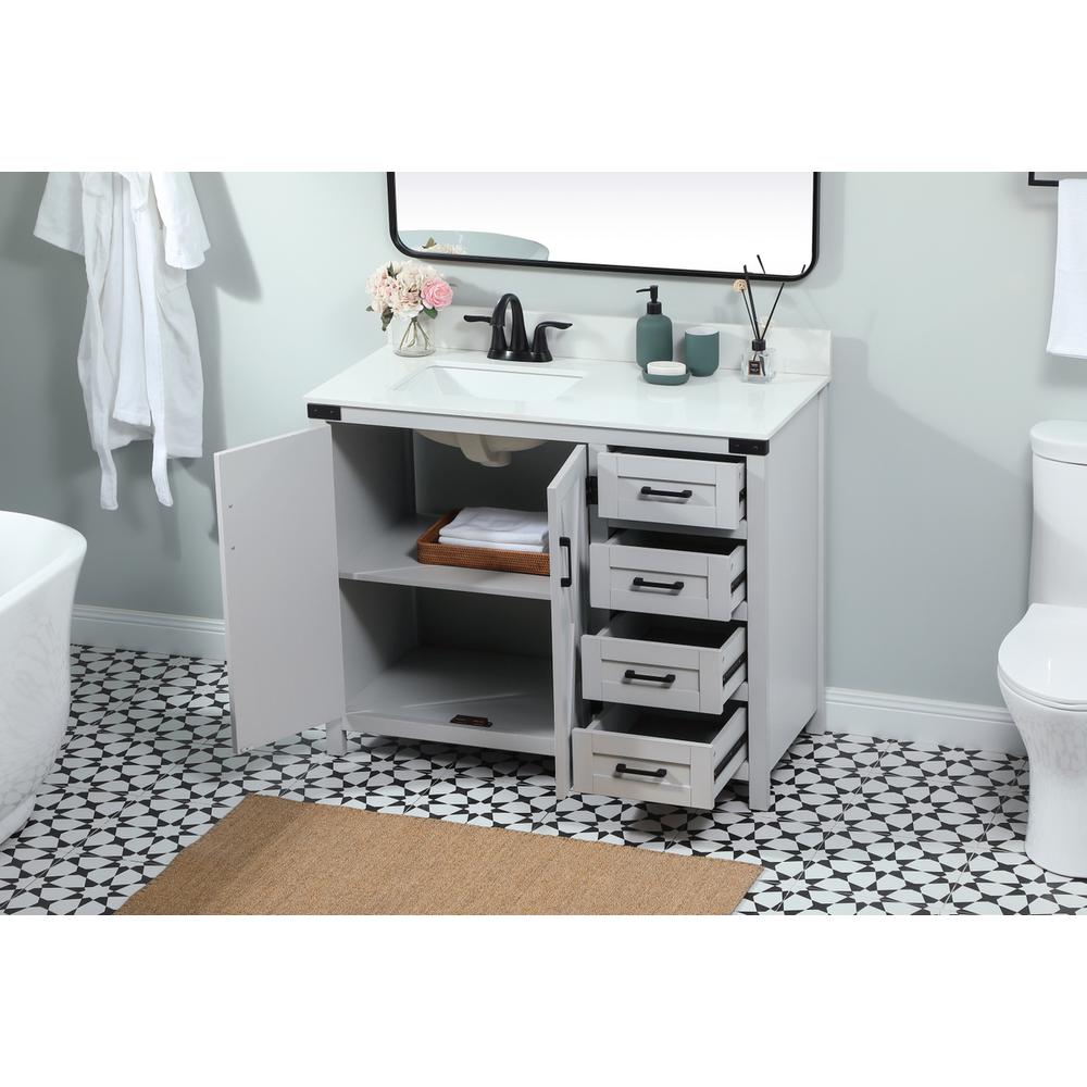 42 Inch Single Bathroom Vanity In Grey With Backsplash. Picture 3