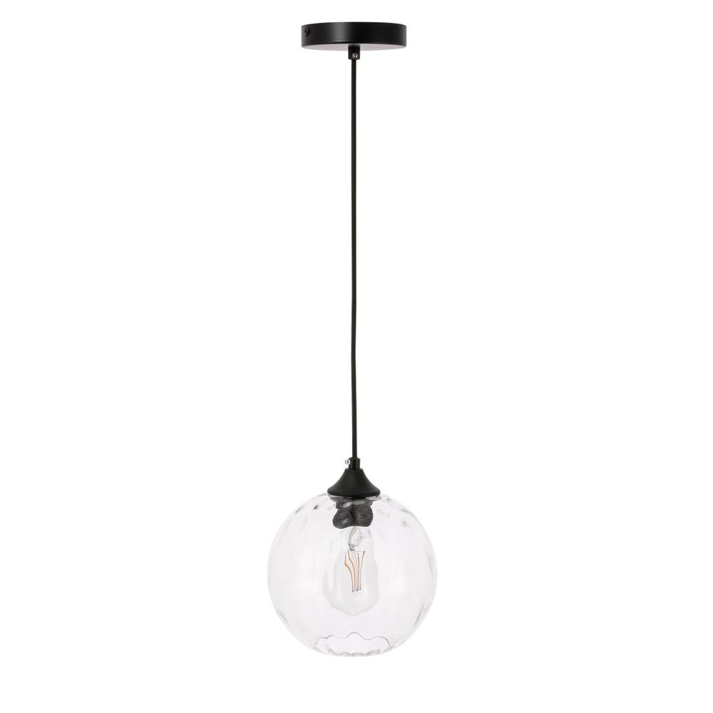 Cashel 1 Light Black And Clear Glass Pendant. Picture 8