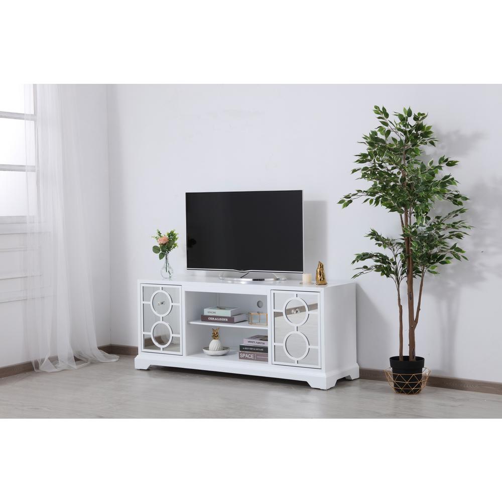 60 In. Mirrored Tv Stand In White. Picture 2