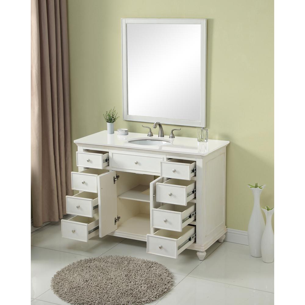 48 Inch Single Bathroom Vanity In Antique White. Picture 12