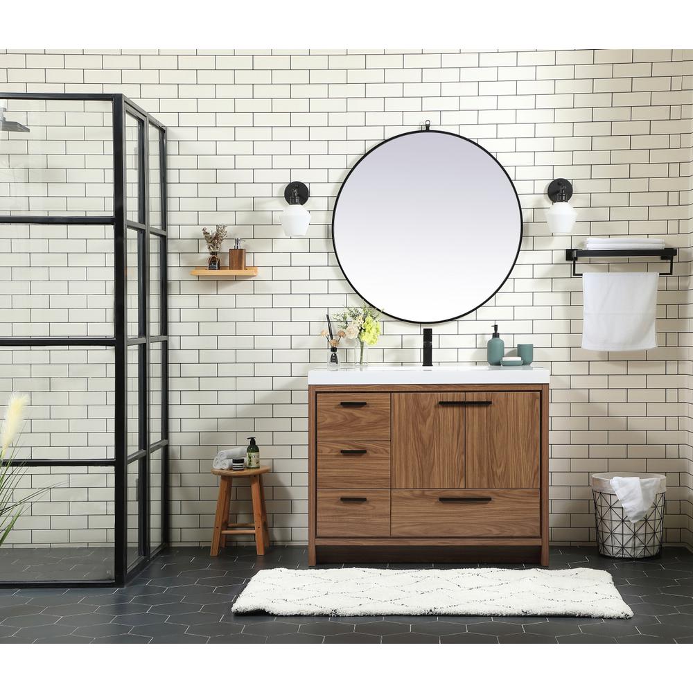 42 Inch Single Bathroom Vanity In Walnut Brown. Picture 4
