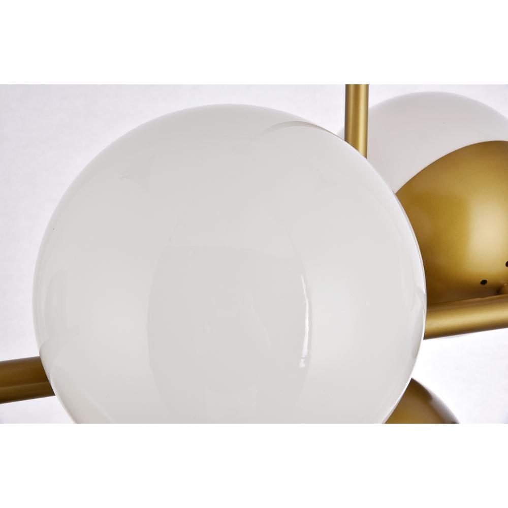 Eclipse 7 Lights Brass Pendant With Frosted White Glass. Picture 4