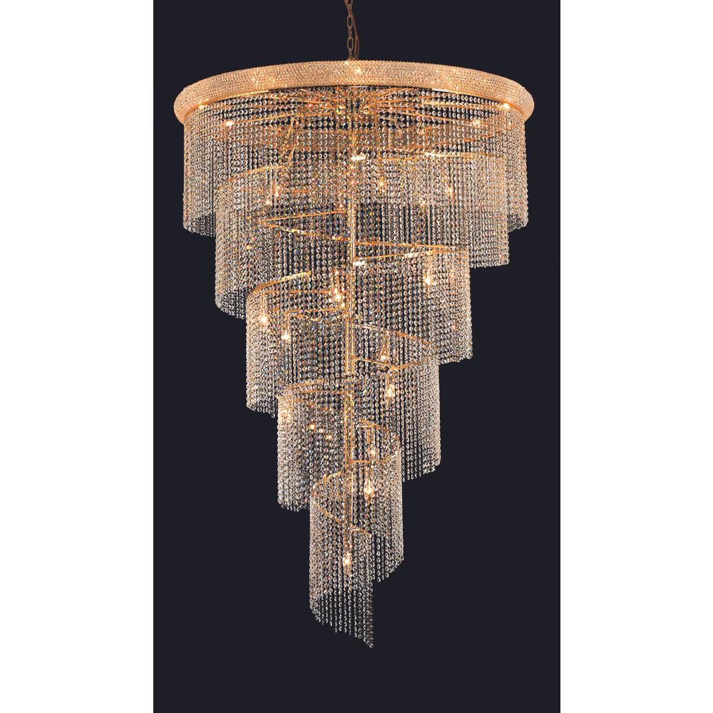 Spiral 29 Light Gold Chandelier Clear Royal Cut Crystal. Picture 1